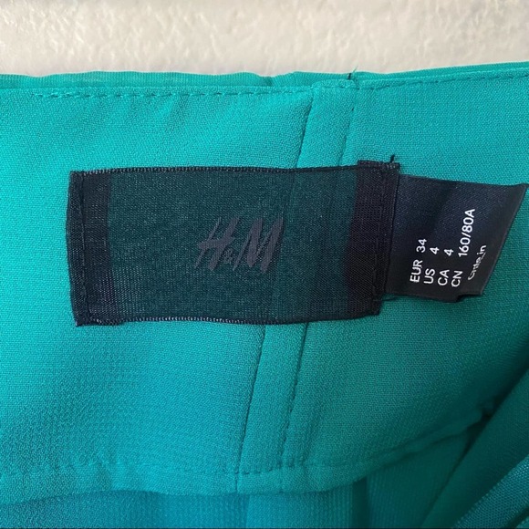 H&M Green Gathered Bodice One Shoulder Ruched Mini Dress Size 4 - Picture 2 of 6